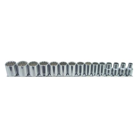 K-Tool International Shllw Mtrc Socket Set, 3/8"Dr, 12Pt, 15pcs. KTI-27501
